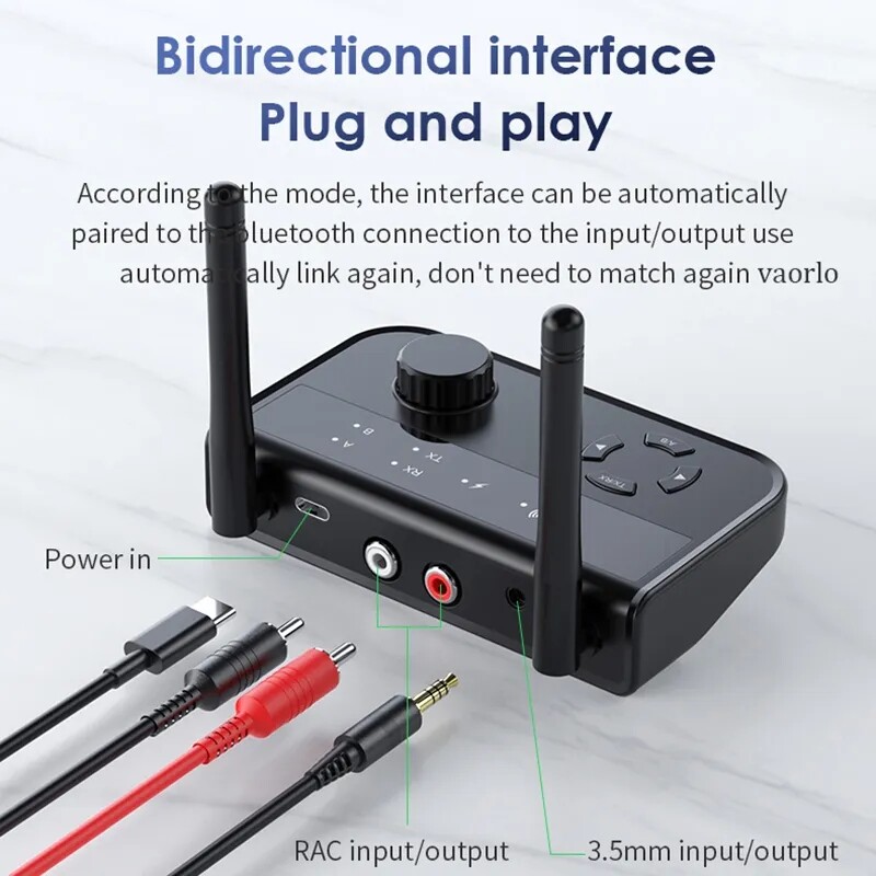 Long Range Bluetooth5.3 Transmitter Receiver Stereo Audio Adapter For Home PC TV