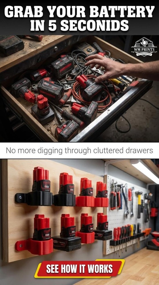 Milwaukee M12 battery mounts