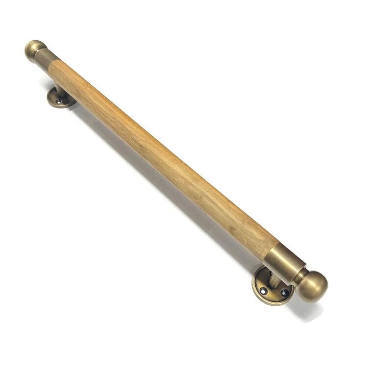 2 large wood DOOR handles pull solid brass GRABS 16" inch 40 cm face fix