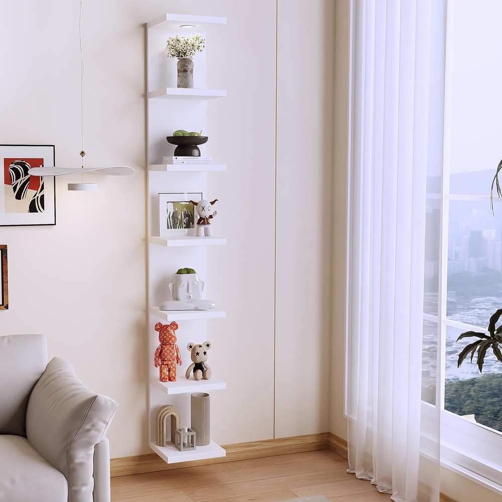 Versatile 7 Tier Wall Shelf Unit,White Lack Wall Shelf,Display Floating Shelf...