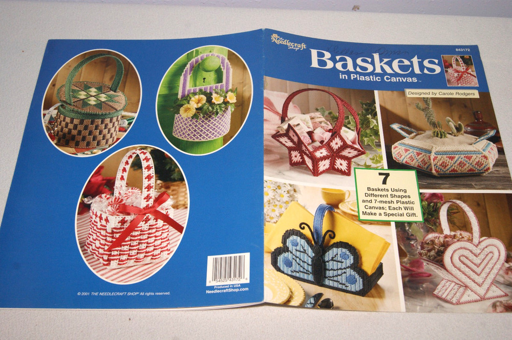 Baskets in Plastic Canvas #843172 - Plastic Canvas Pattern Book - NOS