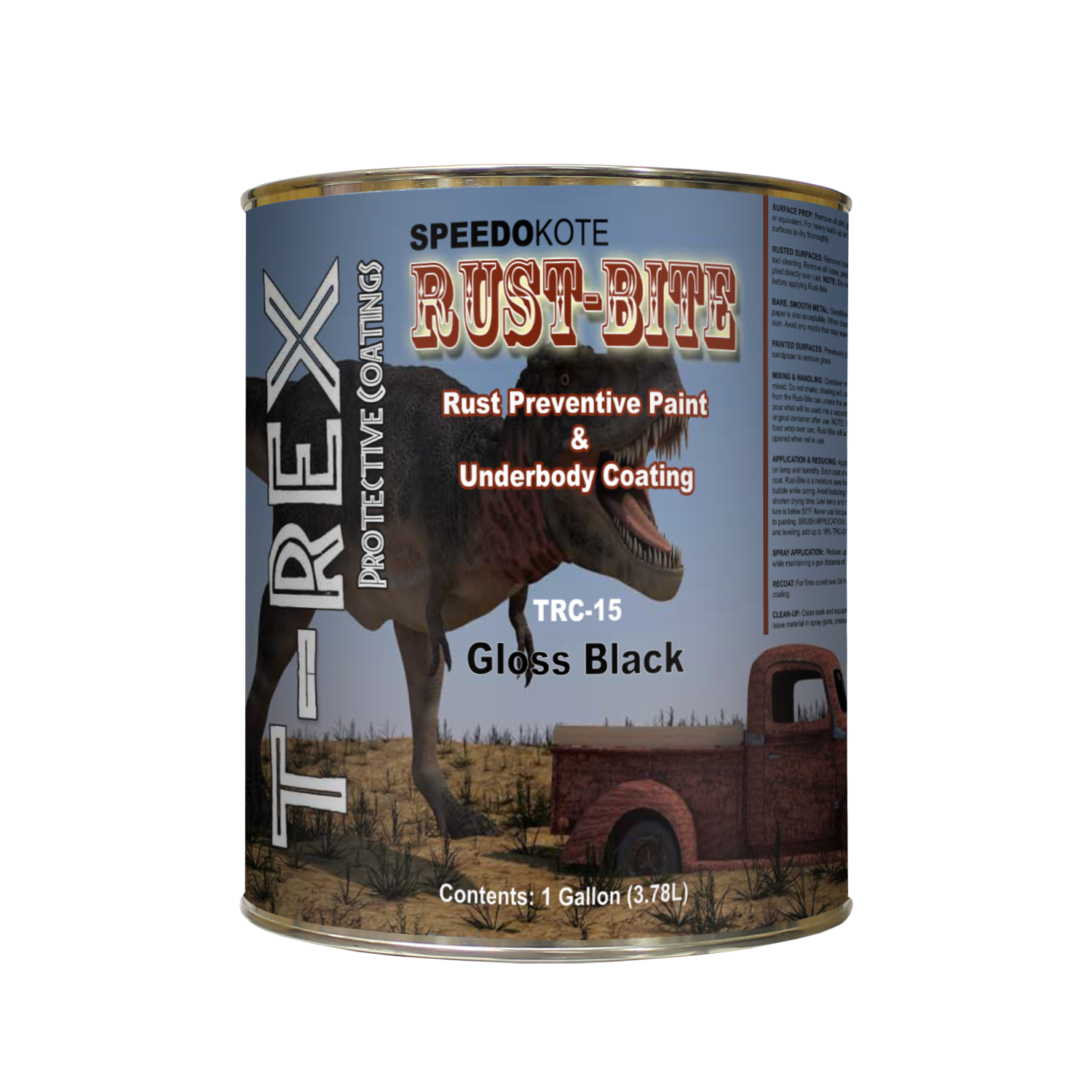 Paint over Rust with Underbody Gloss Black Paint, Gallon, TRC-15, RUST-BITE