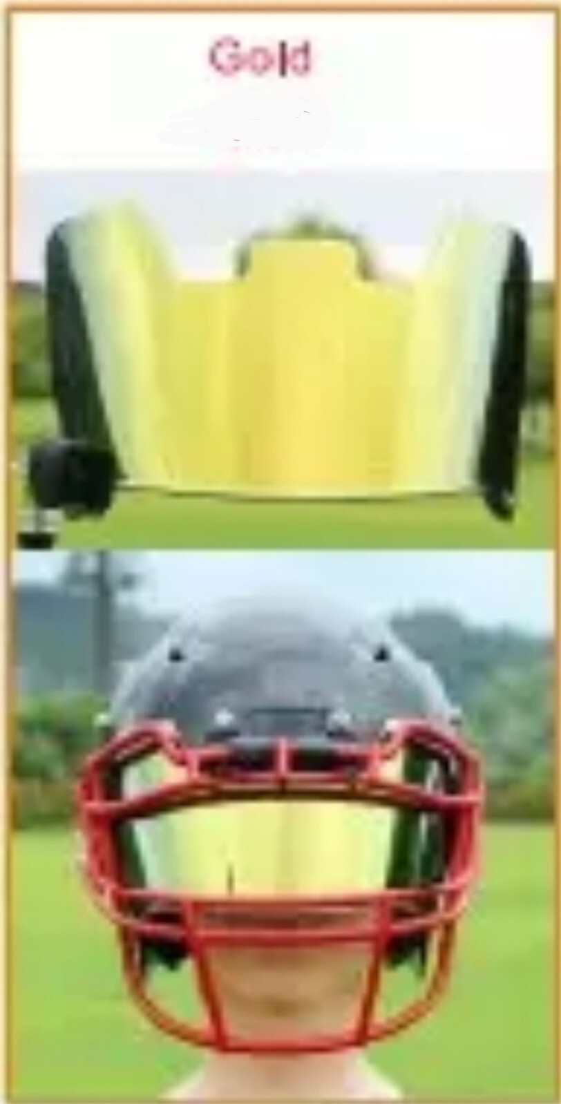 GOLD Full Size Football Helmet Visor, Eye Shield With Quick Clips