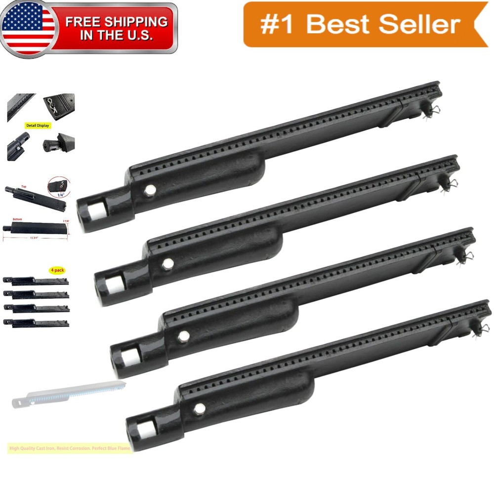 Durable 15 3/4 Inch Cast Iron Burner Replacement - 4-Pack for Various Models
