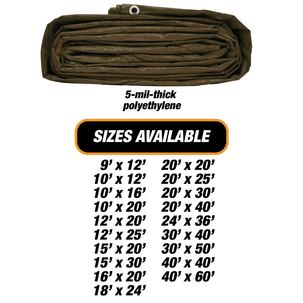 Heavy Brown Tarp - 5 MIL Multipurpose UV Resistant, Waterproof Protective Tarp