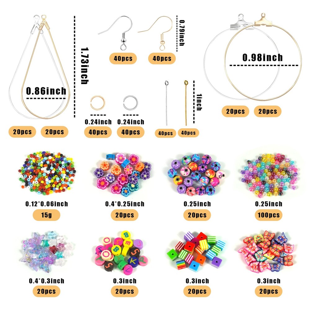 Earring Making Kit with 940 PCS Beading Hoop Finding Component Silver