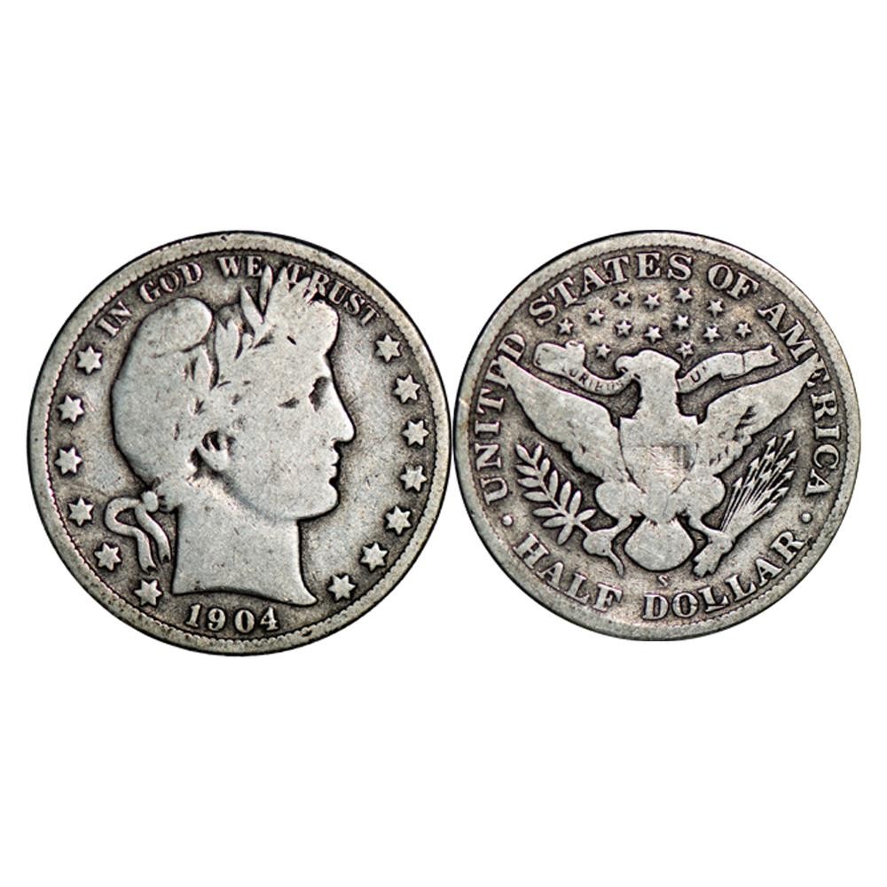 1904S Barber Half Dollar 50C Raw
