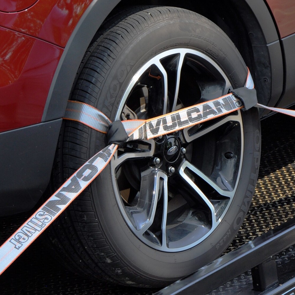 VULCAN 8-Point Roll Back Car Tie Down Kit - Snap Hooks, 4 Pack - Silver Series