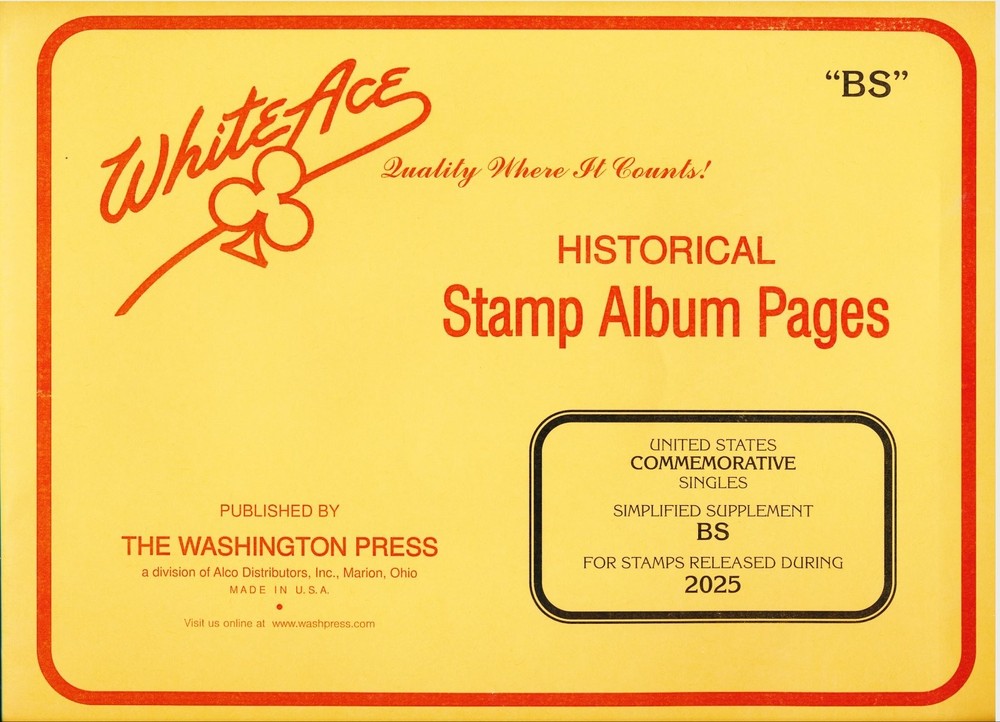 WHITE ACE 2025 US Commemorative Singles Simplified Stamp Album Supplement BS NEW