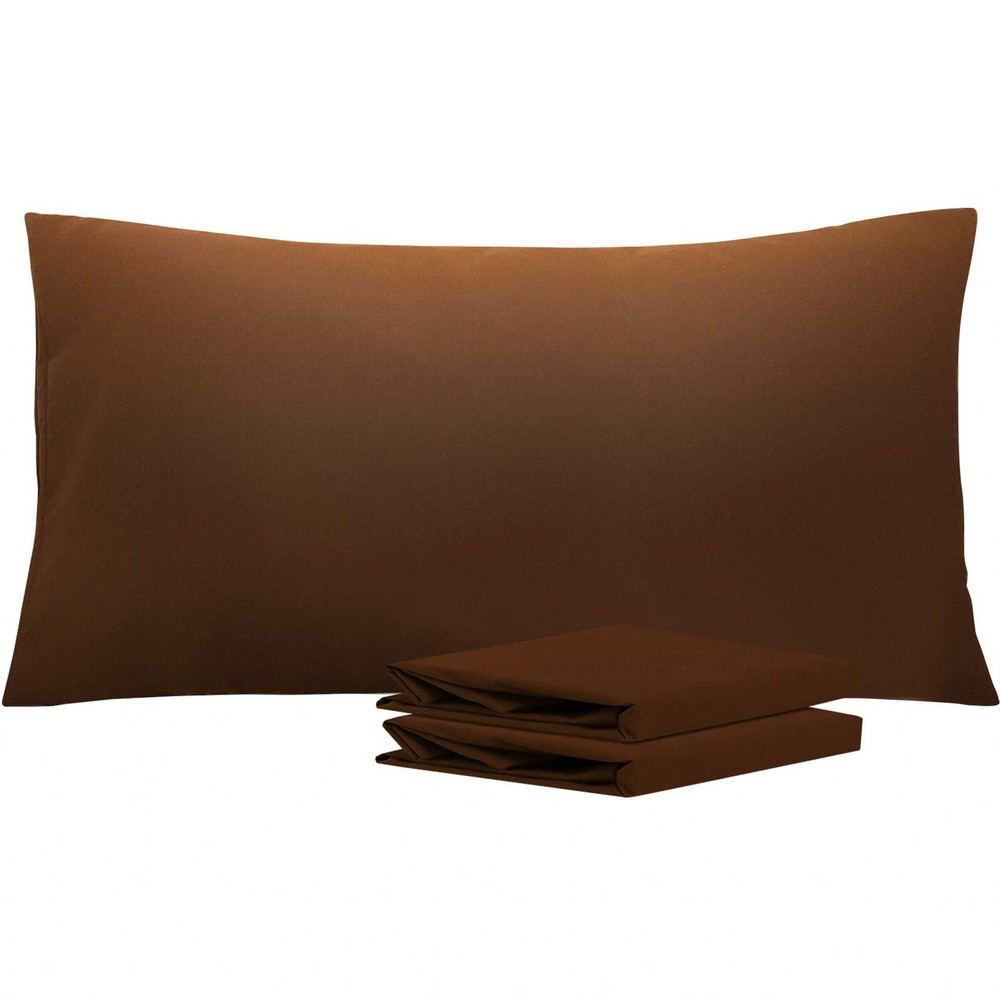 Pillowcase Set King Size, 2 Pack Microfiber, Stain Resistant, Brown