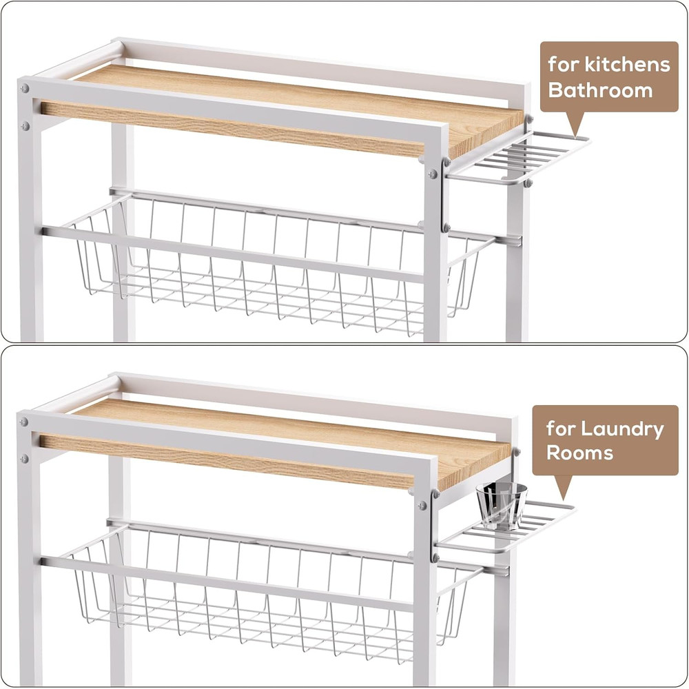 Slim 4-Tier Rolling Storage Cart with Pull-Out Baskets for Kitchen & Laundry