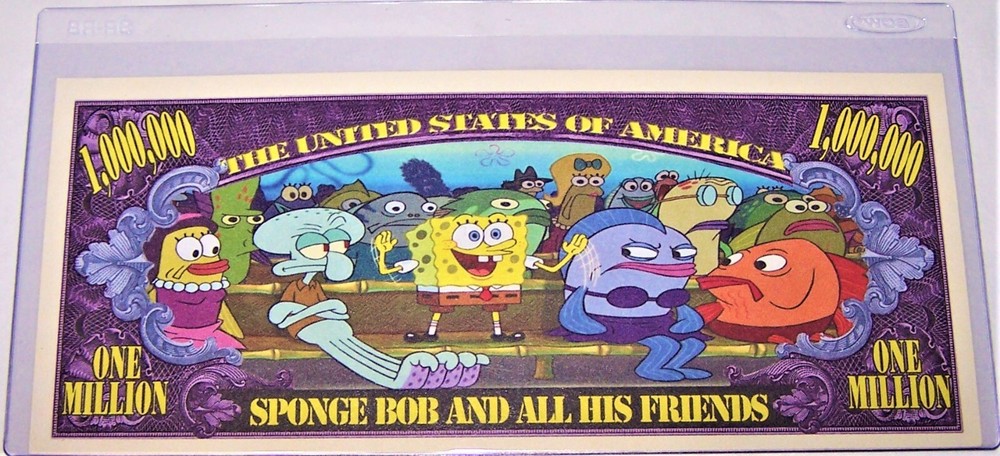 Sponge Bob Square Pants Million Dollar Novelty Banknote as pictured