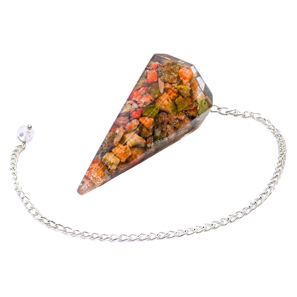 Unakite Orgone Crystal Pendulums