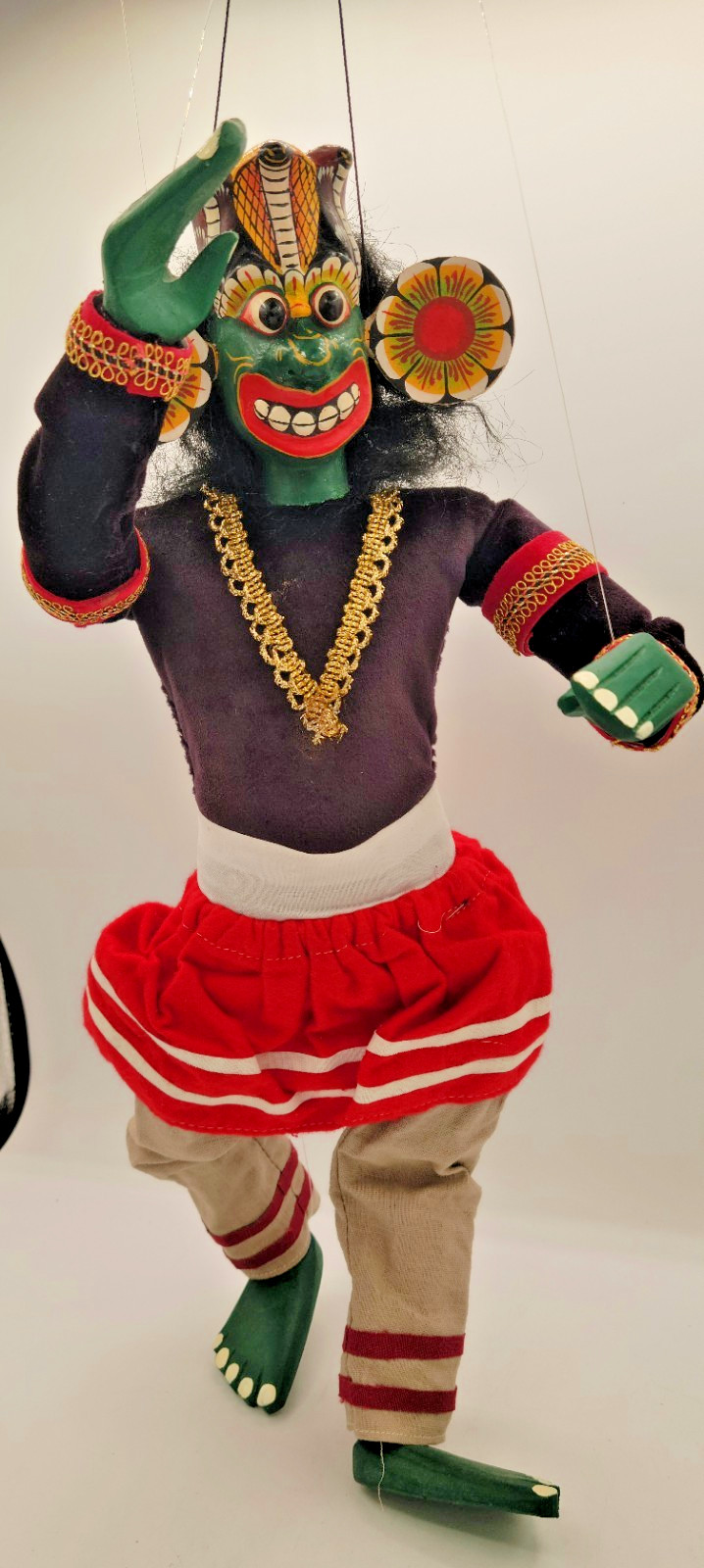 Sri Lanka RUKADA Marionette Puppet VINTAGE Wood Lankan HAND MADE Folk Art Figure