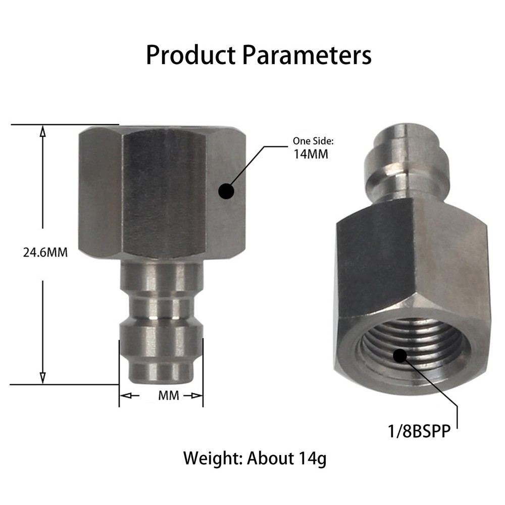 2PCS 8mm Quick-Disconnect Plug Adapter, Stainless 8mm, 1/8 BSPP - 2-Pack