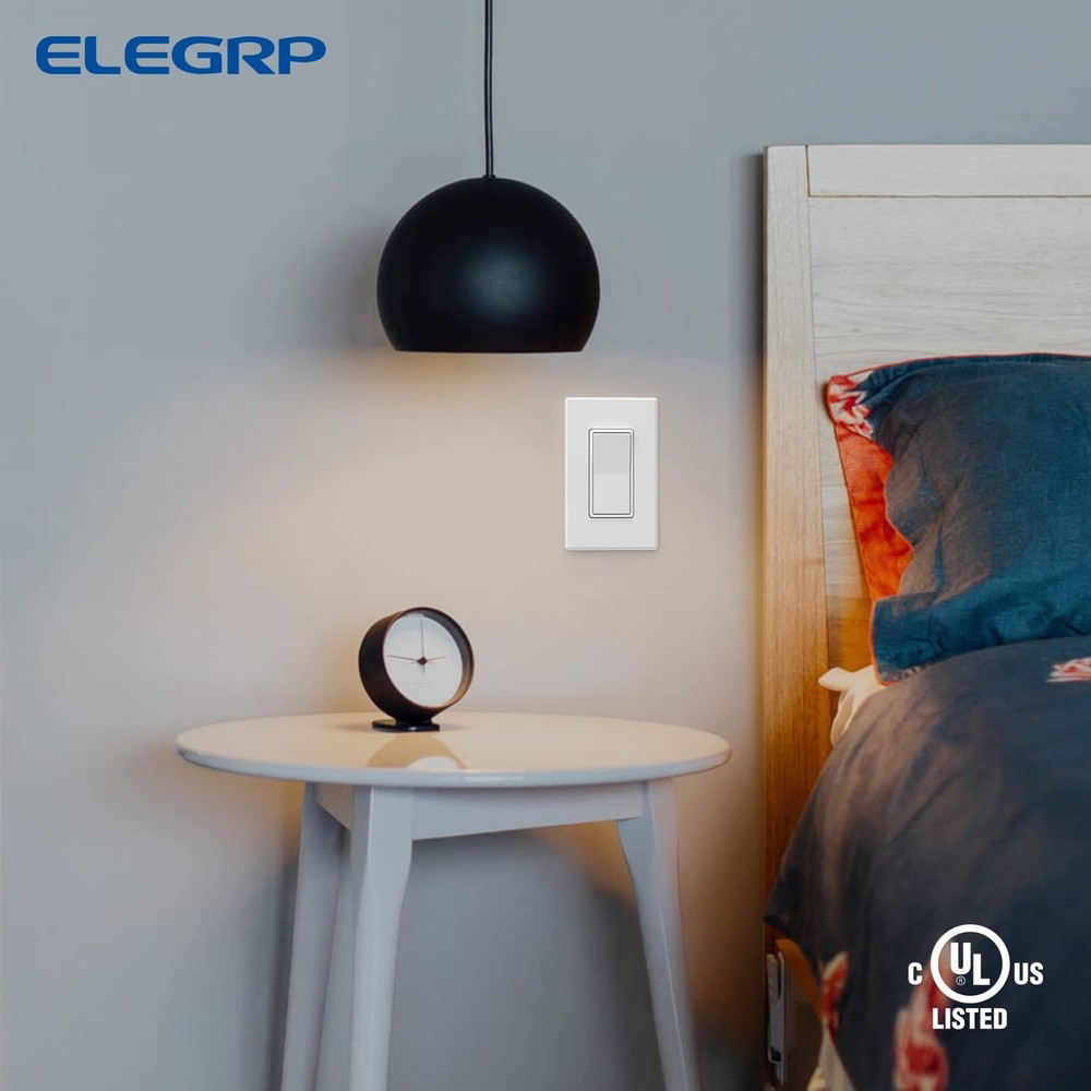 ELEGRP Single Pole Light Switch 15A 120-277V Decorator Paddle 10 Pack