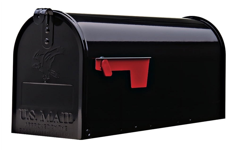 Elite Galvanized Steel Medium Post-Mount Mailbox in Black