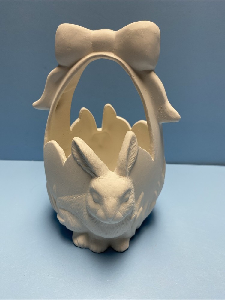 Ceramic Bisque Easter Bunny Basket Ready To Paint In Time For Easter