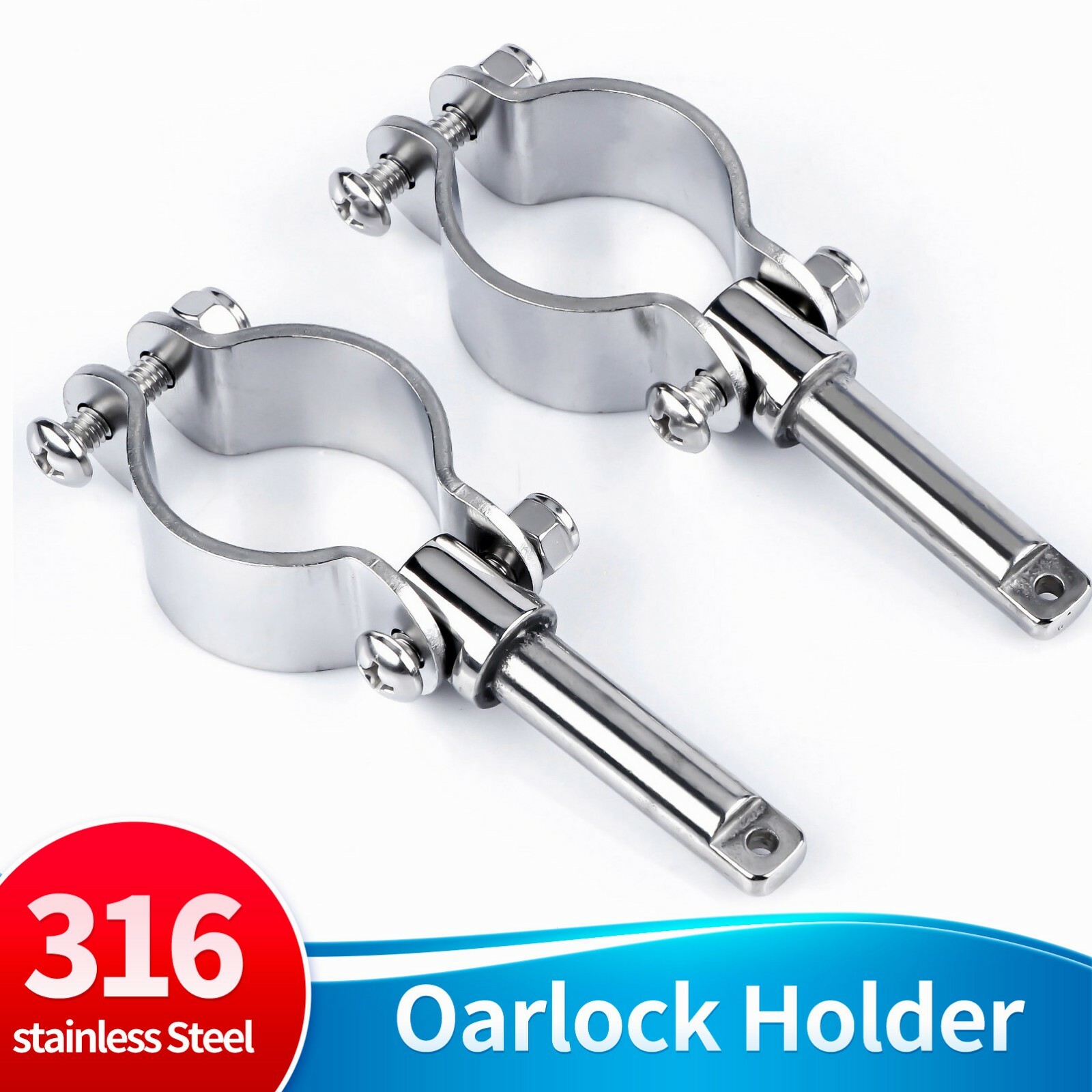2X Boat 316 Stainless Steel Rowlock Side Mount Line Oarlock Socket Marine Yacht