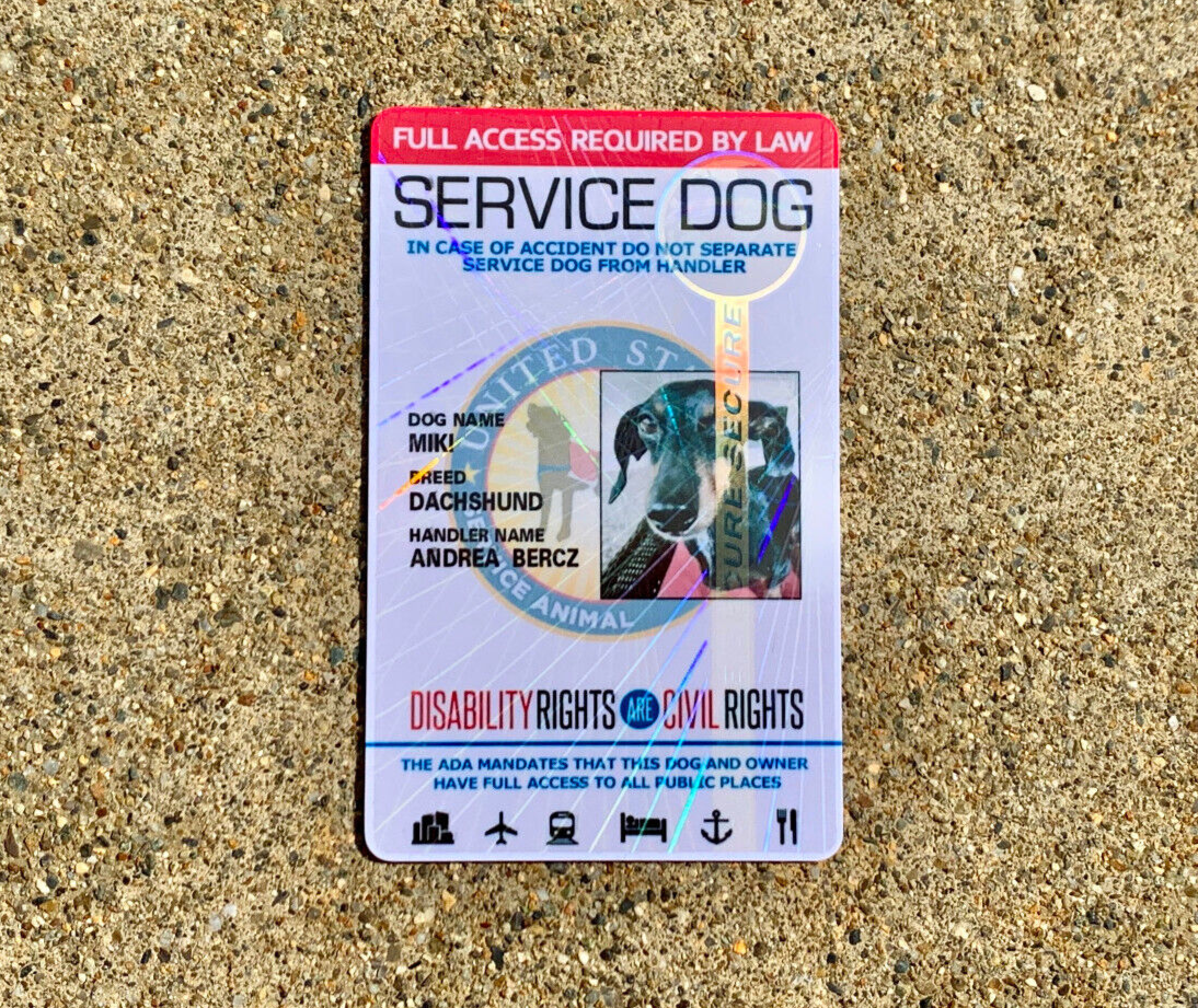 SERVICE DOG ID CARD HOLOGRAPHIC PVC ASSISTANCE ANIMAL ID BADGE TAG FOR VEST