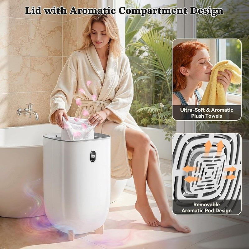 Towel Warmer & Dryer W/ Ventilation Multiple Time Settings Aromatherapy Holder