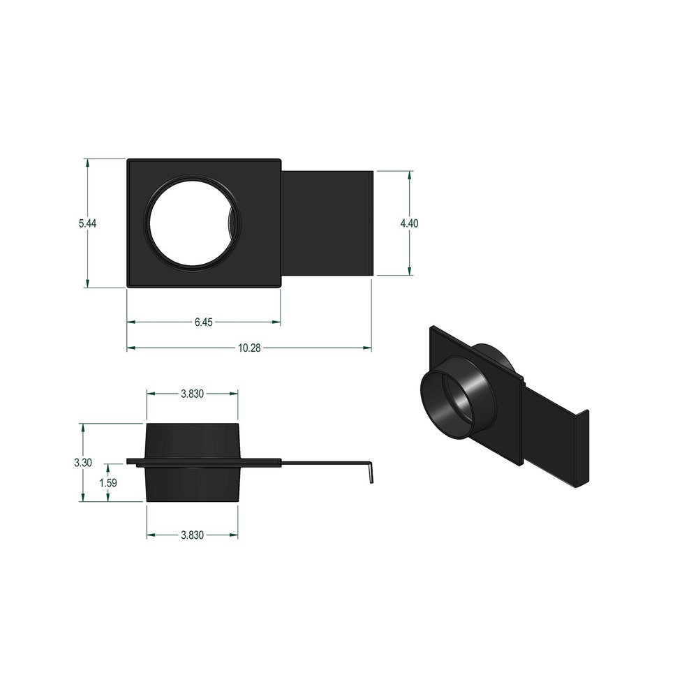 WOODRIVER Dust Connection 4" ABS Basic Blast Gate Fitting for Dust Collection Sy