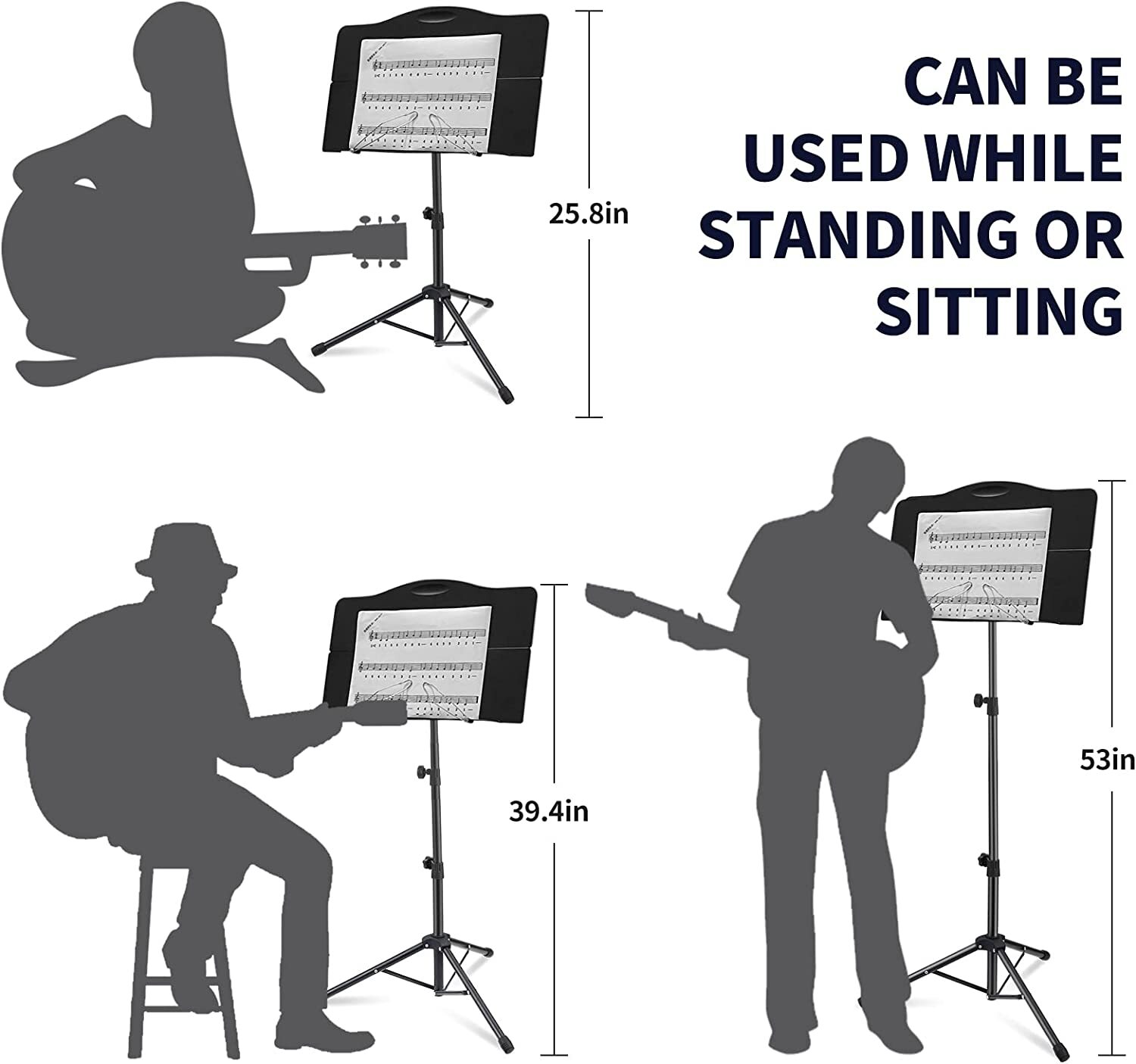 Sheet Music Stand Professional Portable Music Stand Carrying Bag Folding Black