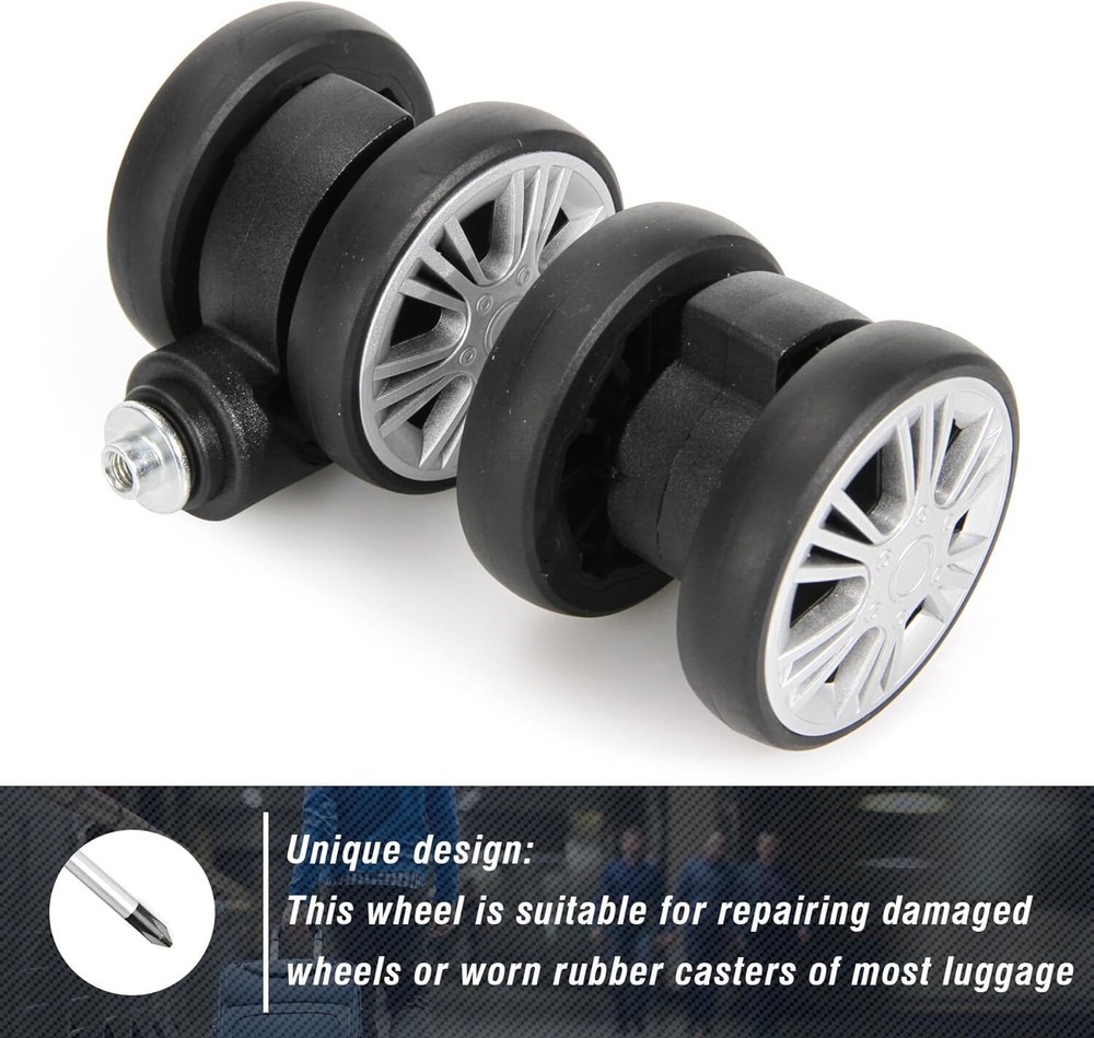 Zoofen Luggage Replacement Wheels 2 pcs Suitcase Silver