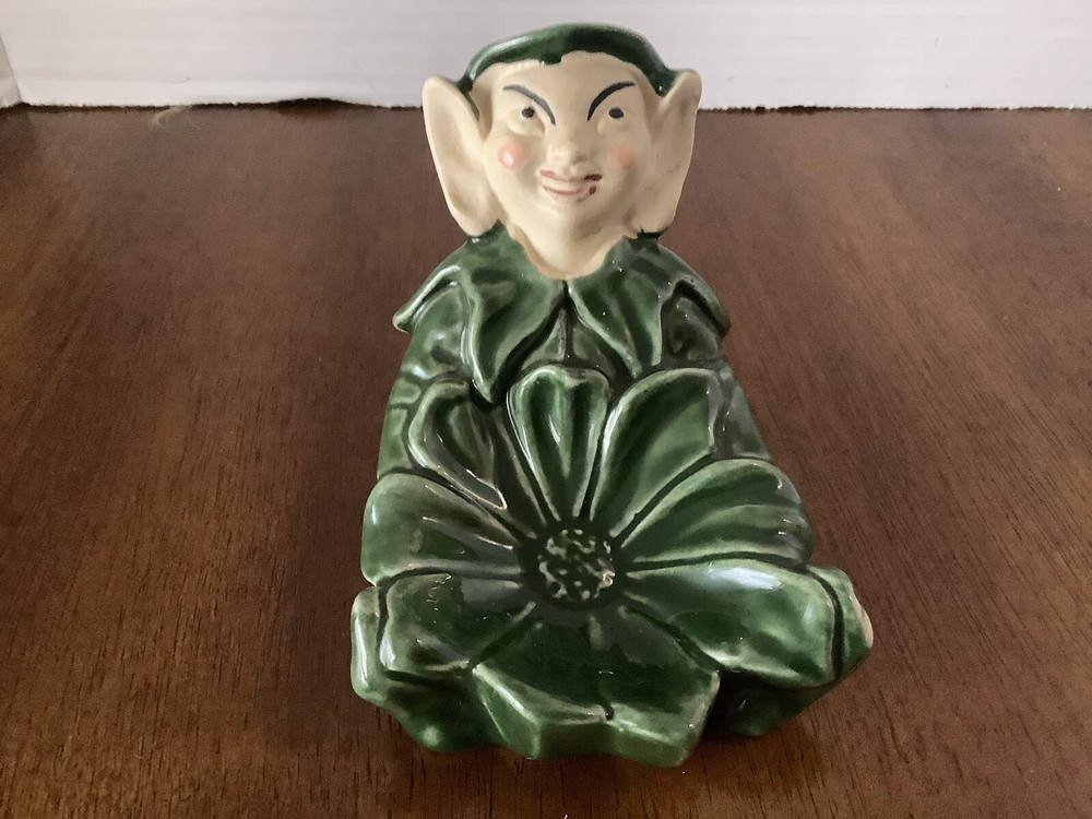 Vintage? Green  Elf Pixie Nick/Knack Holder FIGURE