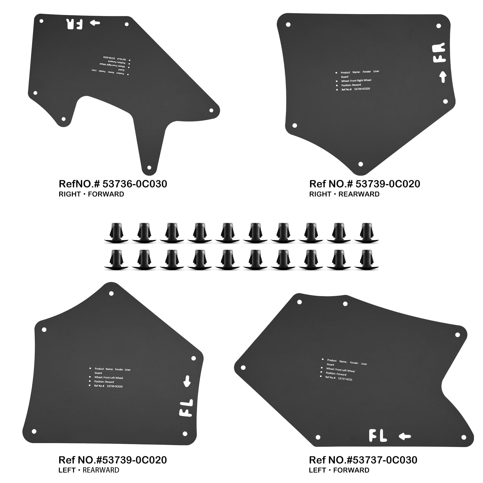 Toyota Tundra Sequoia Fender Liner Splash Guard 07-20 Wheel Well Set 53737-0C030