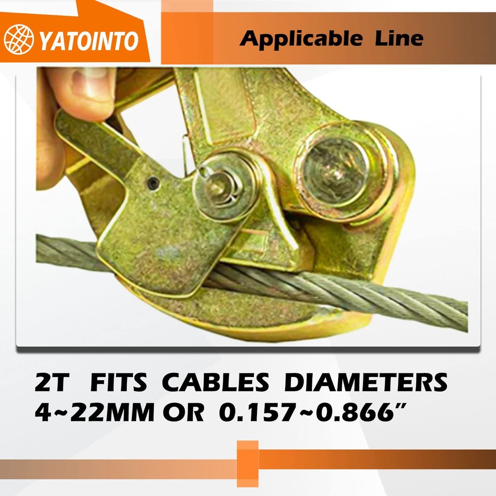 4400lb Cable Grip Steel Wire Puller 2 Ton, Cable Puller Tool for 4-22 mm Wire...