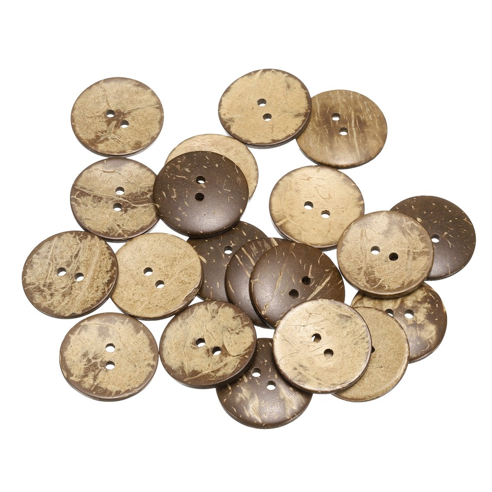 20pcs Coco Shell Buttons 30mm Handmade Sewing Crafts Round Button, Brown