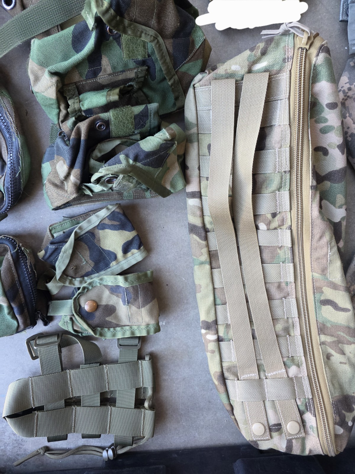 LOT Army MOLLE UCP woodland pouches assault pack protective undergarment gloves