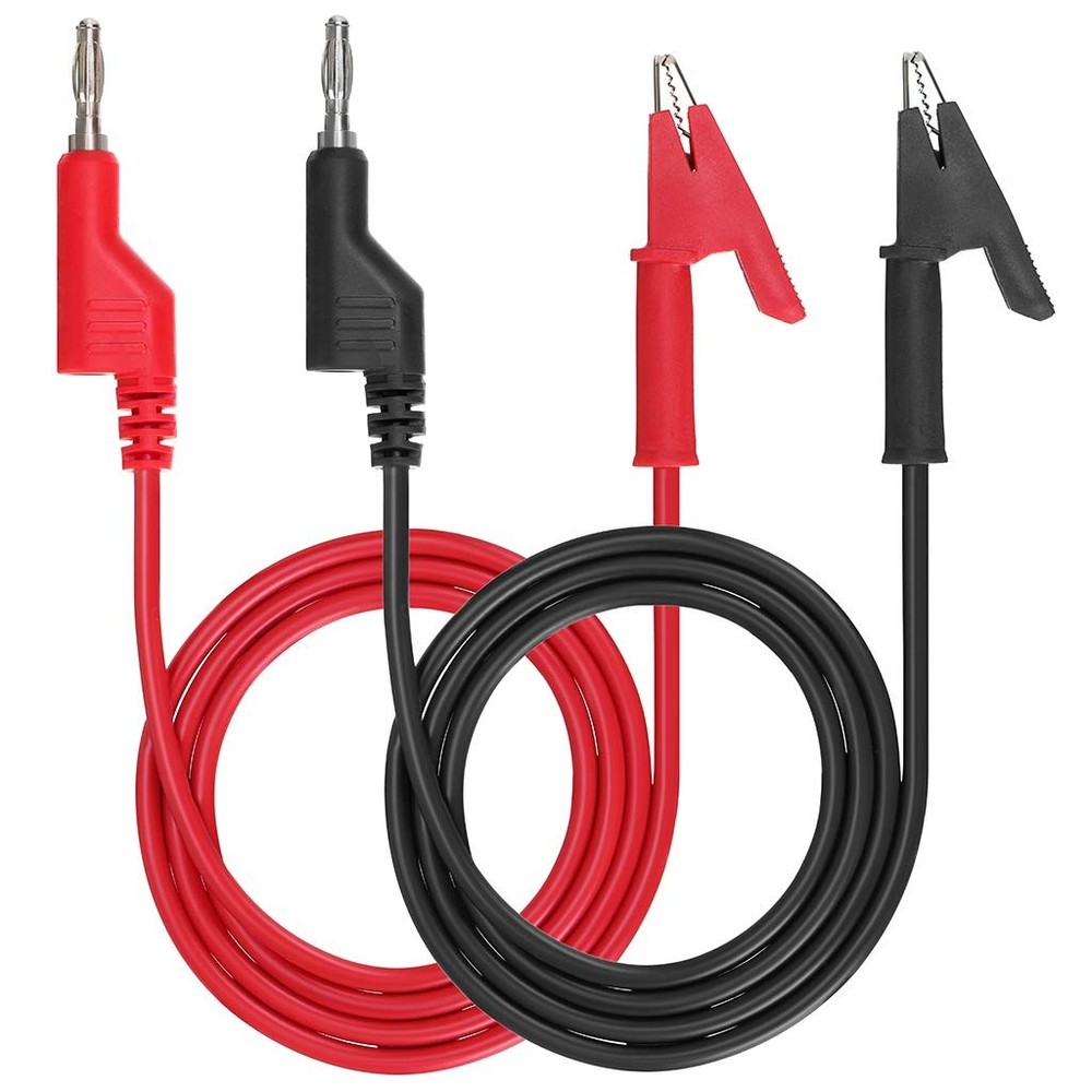Multimeter Banana Plug to Crocodile Alligator Clip Test Probe, 2PCS 4mm Stackabl