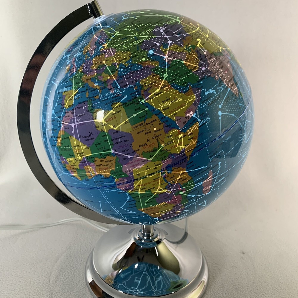 Day/Night Illuminated Constellation Light World Globe 12" Diameter Library