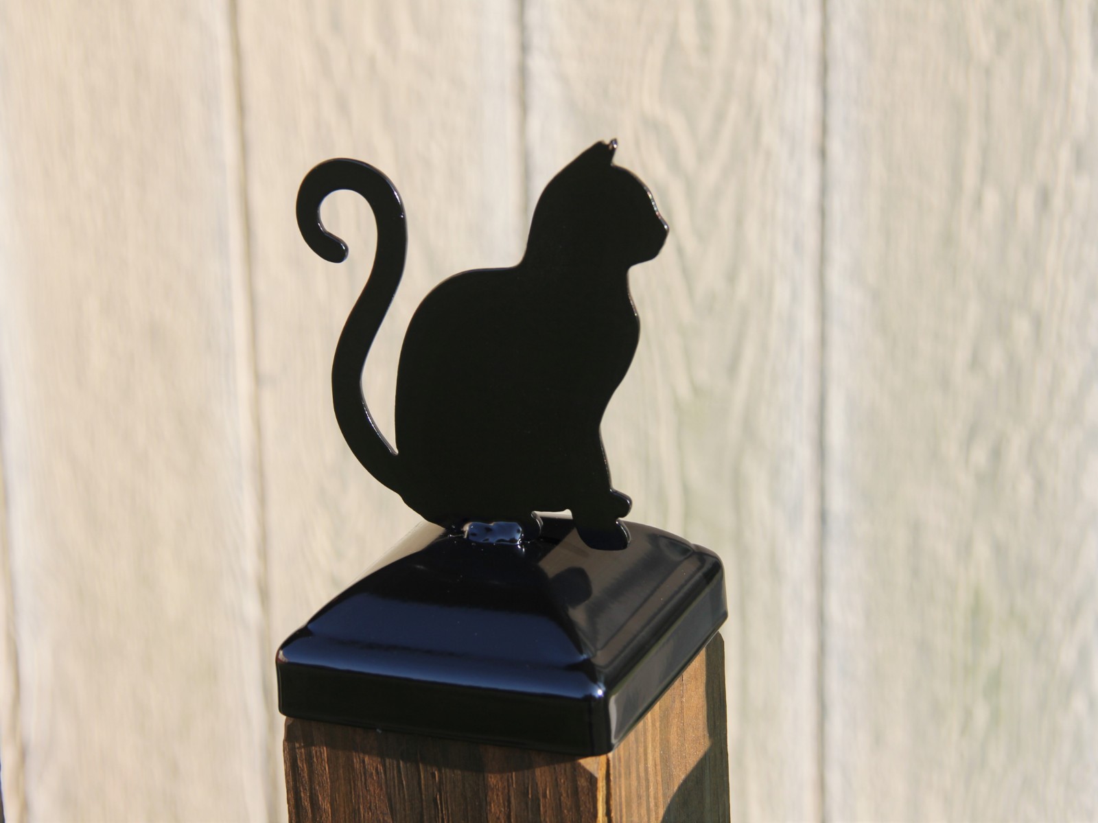 Cat Post Cap for 4x4 Wood Post, Cat Lover Decor Fence Post Cap, Feline Finial