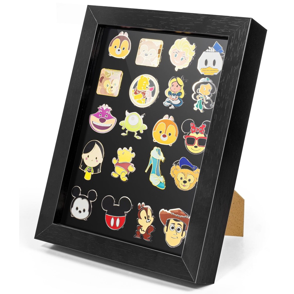 7x9 Enamel Pin Display Frame, Collection Shadow Box, Desktop and Black