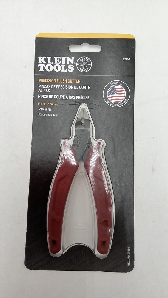 Klein Tools D275-5 Pliers Diagonal Cutting Precision Flush Wire Cutter