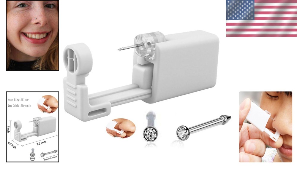 Self Nose Piercing Kit with Built-in Nose Stud - Quick & Easy Use