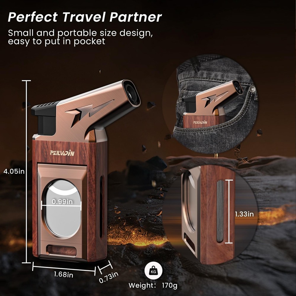 Torch Lighter with Built-in Straight Tool, Punch, Windproof Jet Flame Tool, B...