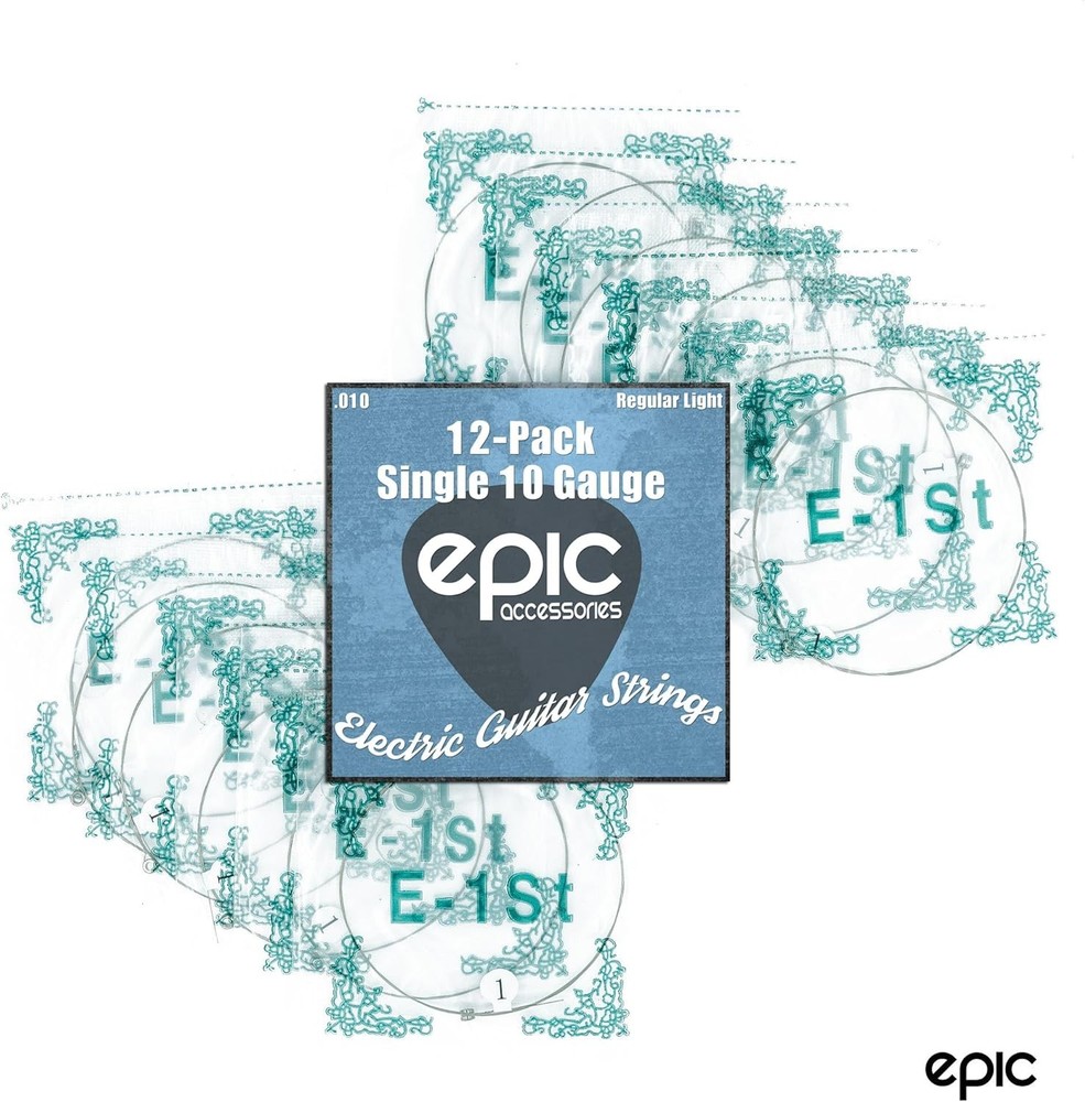 12-Pack .010 Gauge High E String Single Electric Guitar Strings 10