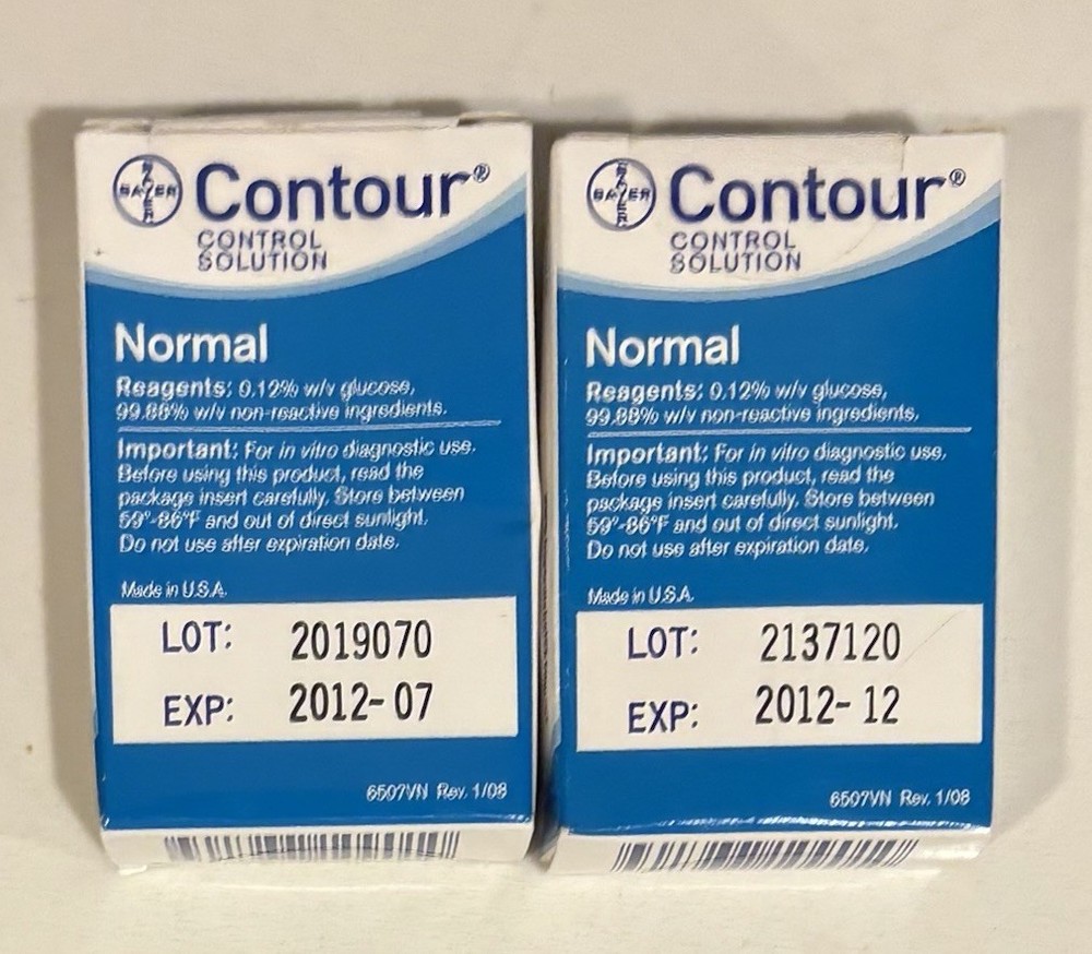 2 Bayer Contour Control Solution Normal 2.5ml use w/Contour Meter & Test Strips