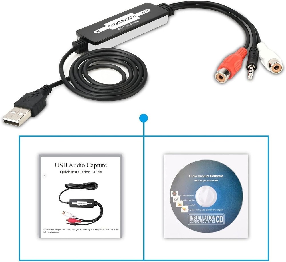 Compact USB Audio Capture for Quick Vinyl to MP3 Conversion - Mac & Windows