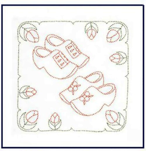 Sashiko World - NETHERLANDS - CLOGS & TULIPS - Sampler Kit with Needle & Thread