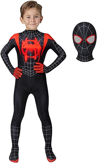 Spiderman Miles Morales Halloween Costume Cosplay Mens Jumpsuit Spandex Bodysuit