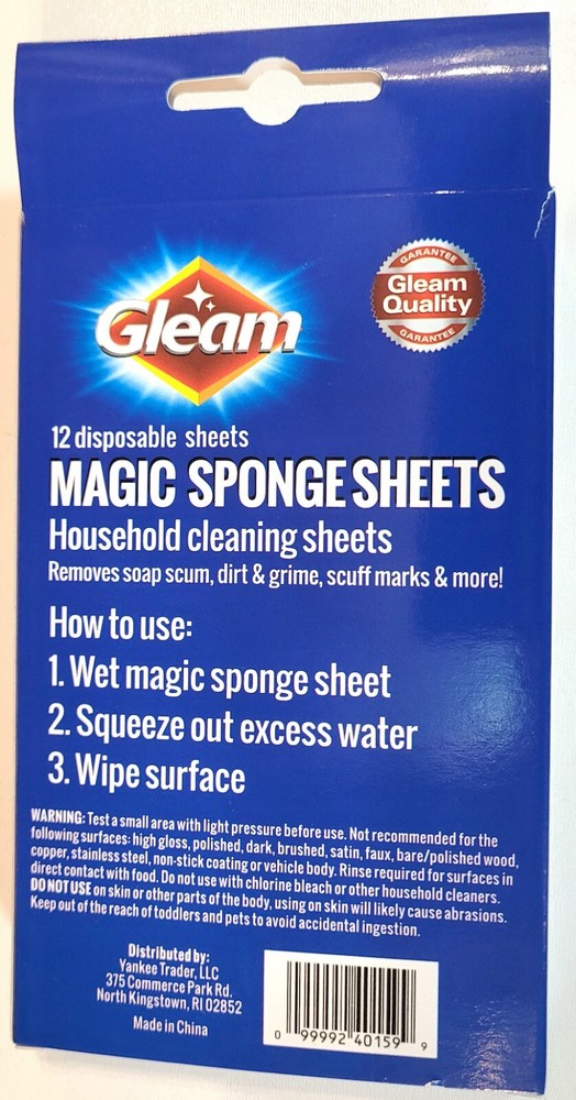 2 Boxes Of Gleam Disposable Magic Sponge Sheets (12 Sheets per Box)