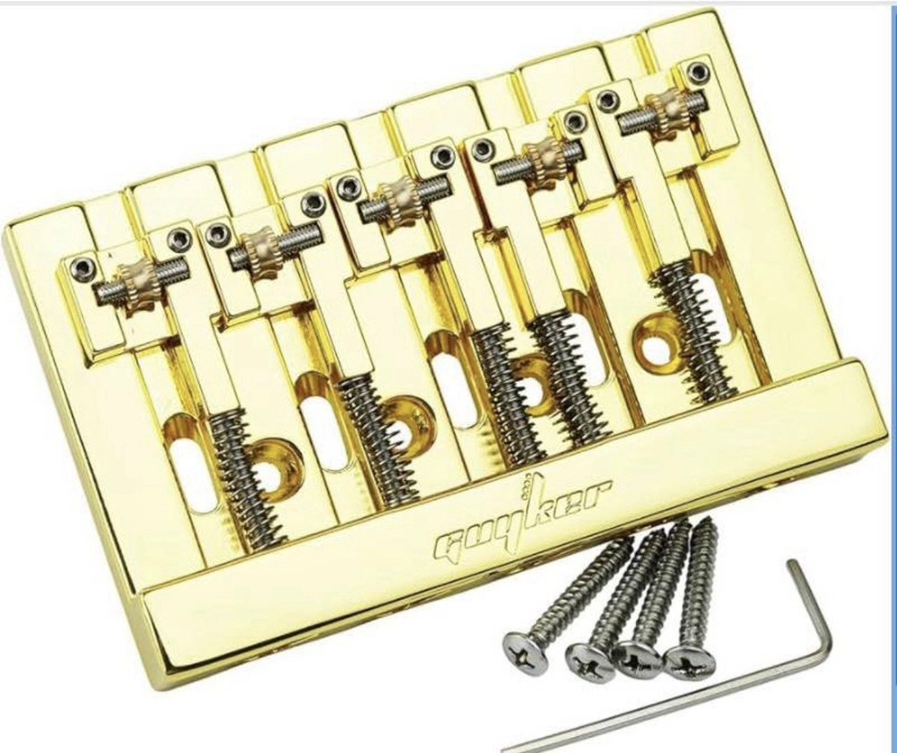 Guyker Bass Bridge, 5 String Bass Bridge with Solid Roller Saddle Adjustable