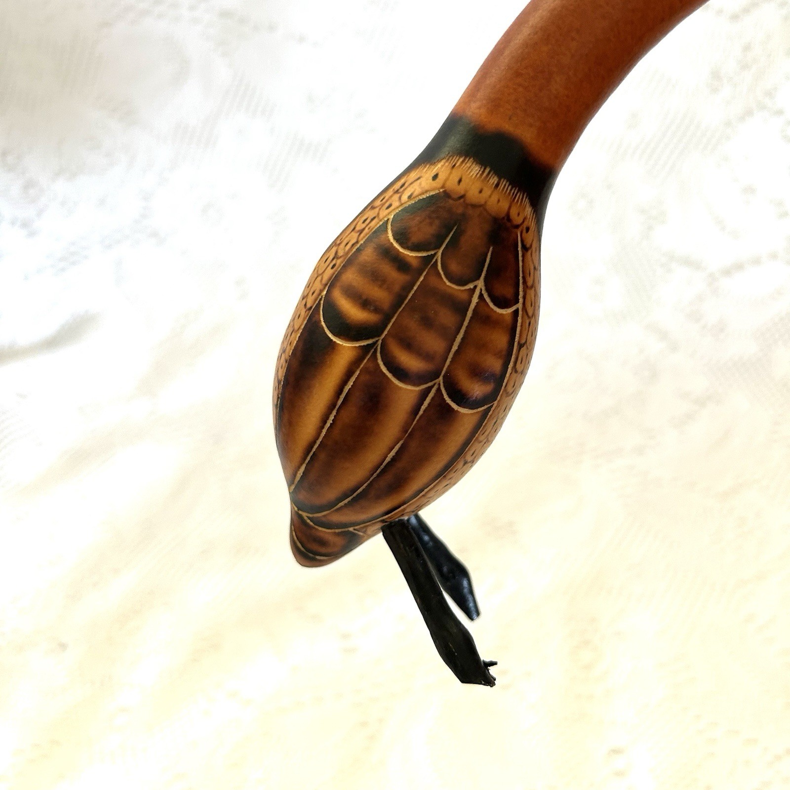 Hand Carved Peruvian Gourd Bird Primitive