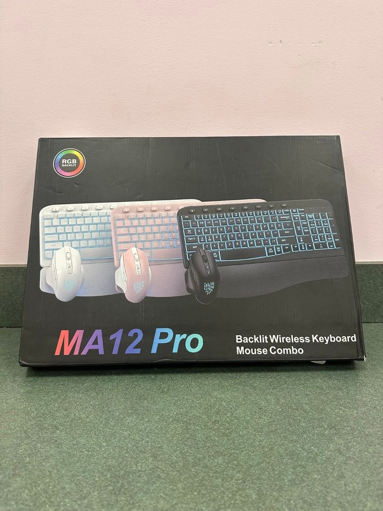 Ergonomic Wireless Keyboard and Mouse Combo - Wave Backlit Keyboard with Soft...