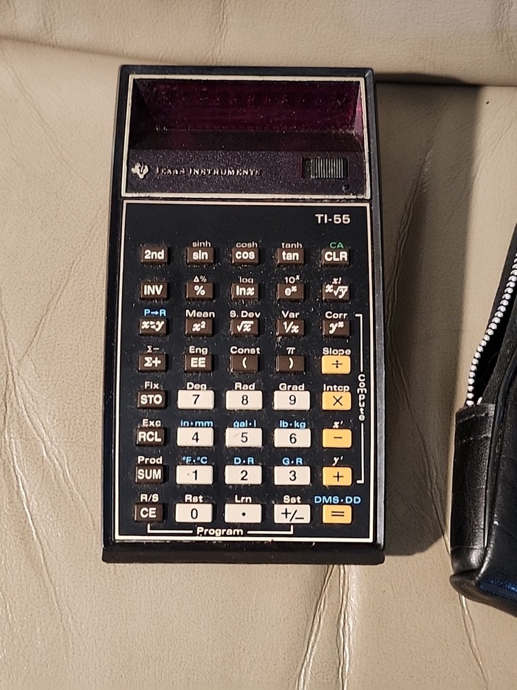 Texas Instruments TI Programmable 55 Calculator With Leather Case, Not Tested